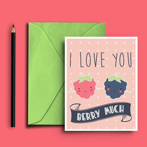 Raspberry design with the title 'Greeting Card I Love You'