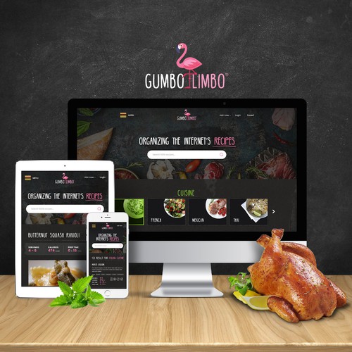 Pink website with the title 'Recipe website design'