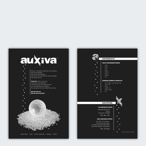 Linear design with the title 'Flyer for Auxiva'