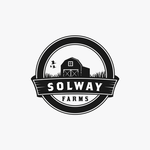 Ribbon logo with the title 'Vintage logo design for farms company product'