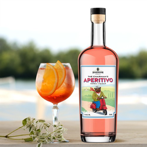 Hand-drawn label with the title 'New Aperitivo label with new imagery'