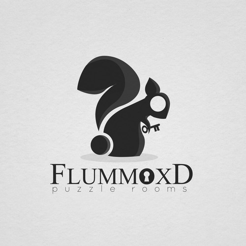 Squirrel logo with the title '"Flummox'd" puzzle rooms entry'