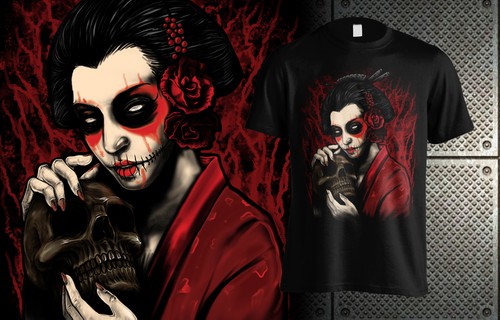 Japanese t-shirt with the title 'Geisha artwork'