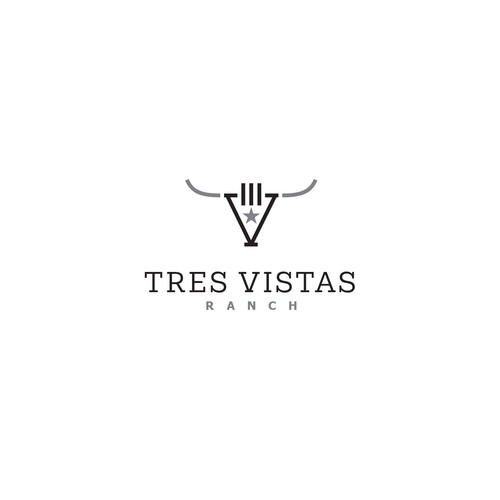 Head logo with the title 'Tres Vistas Ranch logo design'