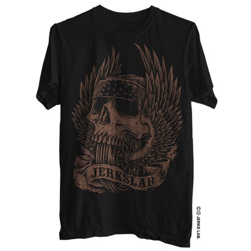 Biker t-shirt with the title 'Outlaw skull'