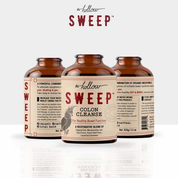 Medical label with the title 'Hollow SWEEP colon cleanse'