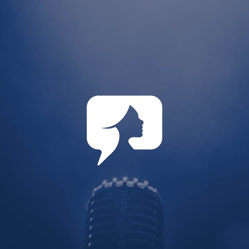 Speech bubble logo with the title 'Negative Space Woman Podcast logo'