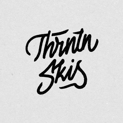 Ski logo with the title 'Hand lettering logo for Thrntn Skis'