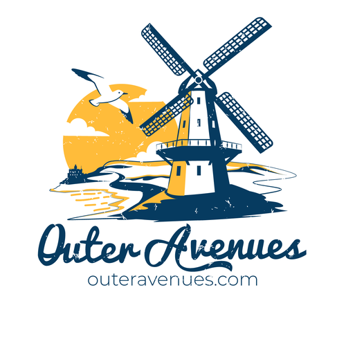 Vintage artwork with the title 'Vintage Illustration of San Francisco Coastal Neighborhood'