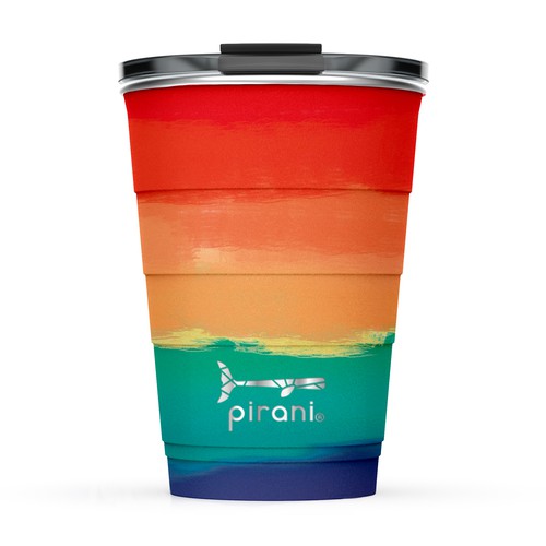 Pattern design artwork with the title 'Ombre Insulated Drinkware Tropical Sunset Pattern Design'