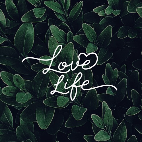Watercolor brand with the title 'Lettering Concept for Love Life Foundation'