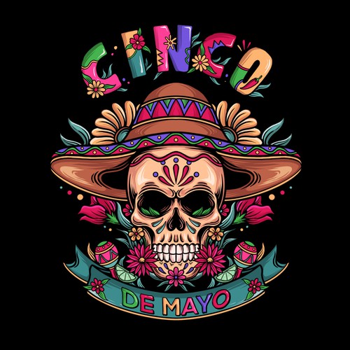 Floral t-shirt with the title 'Cinco de mayo'