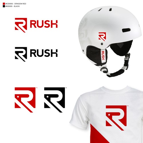 Ski logo with the title 'RUSH'