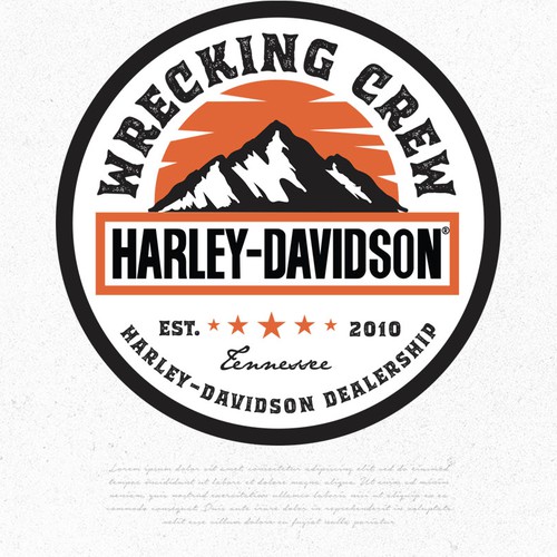 Mountain brand with the title 'Wrecking Crew Harley Davidson'