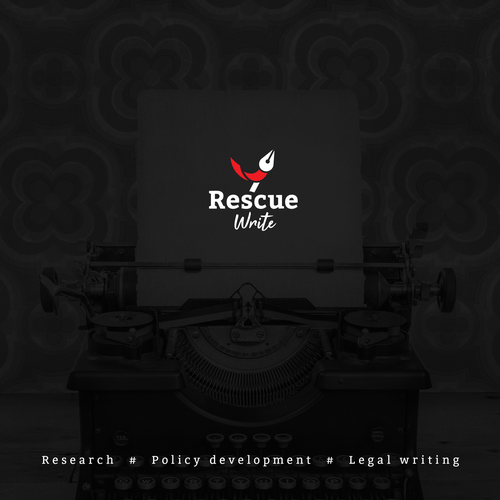 Typewriter design with the title 'Rescue Write - Logo'
