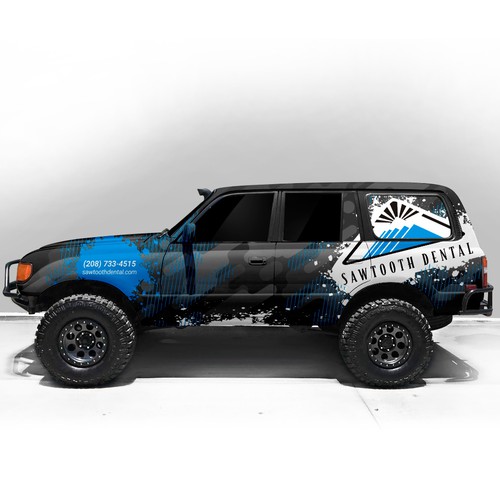 Truck design with the title 'Design a car wrap for the dental office '