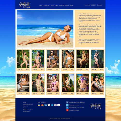 Bikini design with the title 'website design for Gold FIsh'