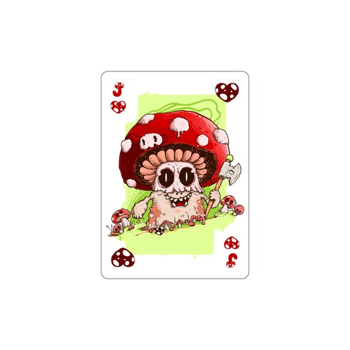 Playing card design with the title 'Mushroom themes playing card'