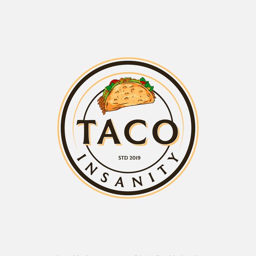Taco logo with the title 'Taco insanity badge logo'