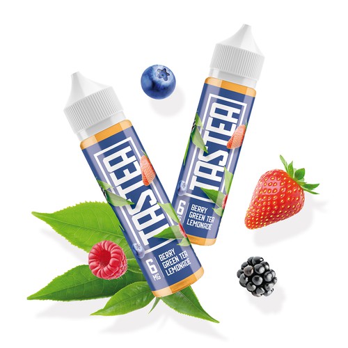 Tea label with the title 'TasTea vape label'