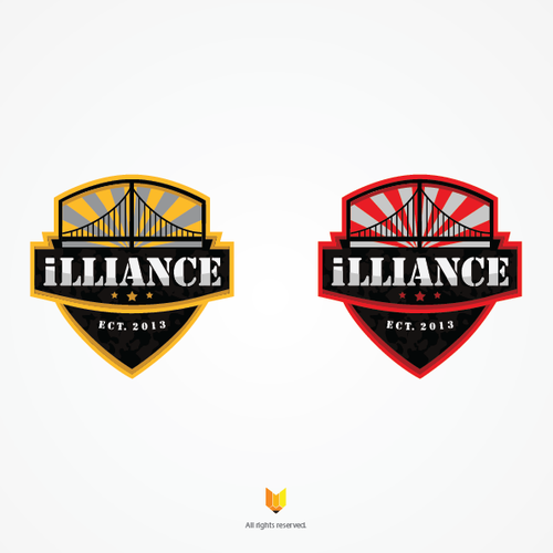 Golden Gate bridge logo with the title 'Up and coming competitive PAINTBALL team looking for a new team logo.'