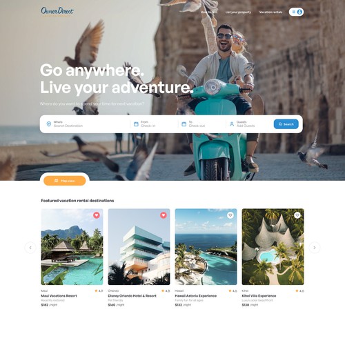 Hospitality design with the title 'Website for short-term vacation rentals in Canada.'