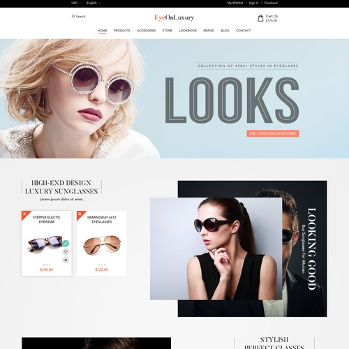 Sunglasses design with the title 'EyeOnLuxury'