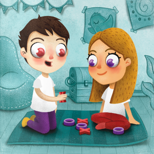 Character artwork with the title 'Illustration for the book "Right Now, I'm Fine"'