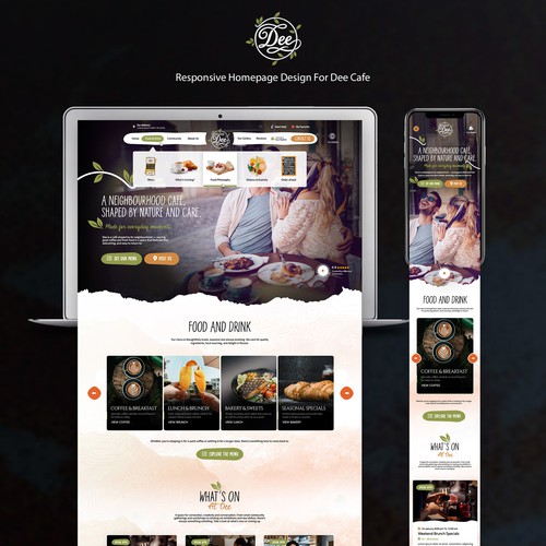 Restaurant website with the title 'Coffee Cafe Website Design'