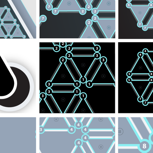 Black artwork with the title 'Triangle-Domino Design Elements for a Mobile Game'