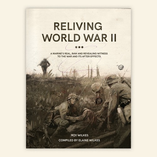 Digital art book cover with the title 'Book cover about World War II '