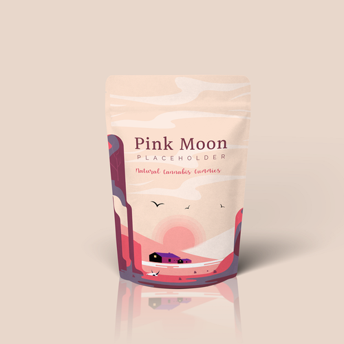 Gummy packaging with the title 'Gummies Pouch design concept for pinkmoon'