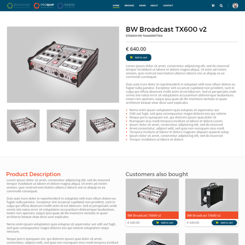 Radio station design with the title 'Product page design'