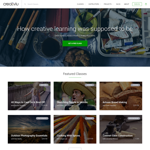 Material design with the title 'Creative Tutorials Marketplace'