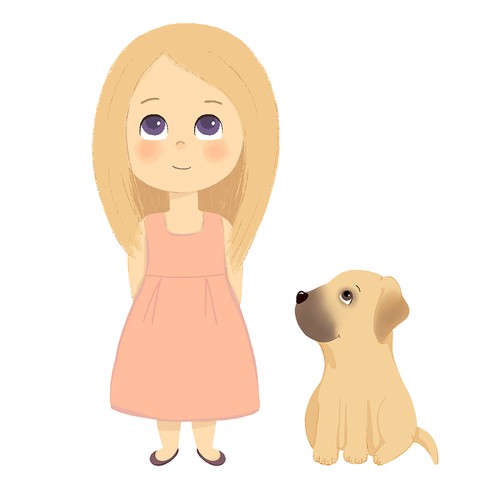 Puppy illustration with the title 'Character design for a children‘s book'