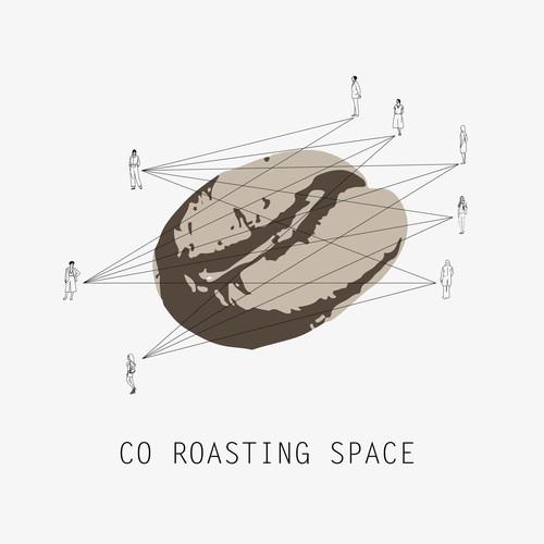 Human figure logo with the title 'Logo for Co-working/ coffee roasting space'