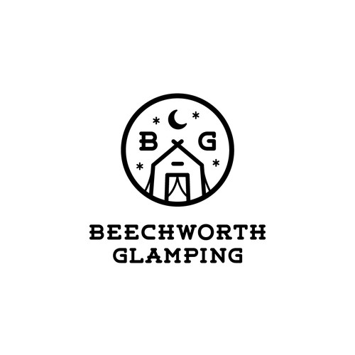Tent design with the title 'Logo design for glamping company'
