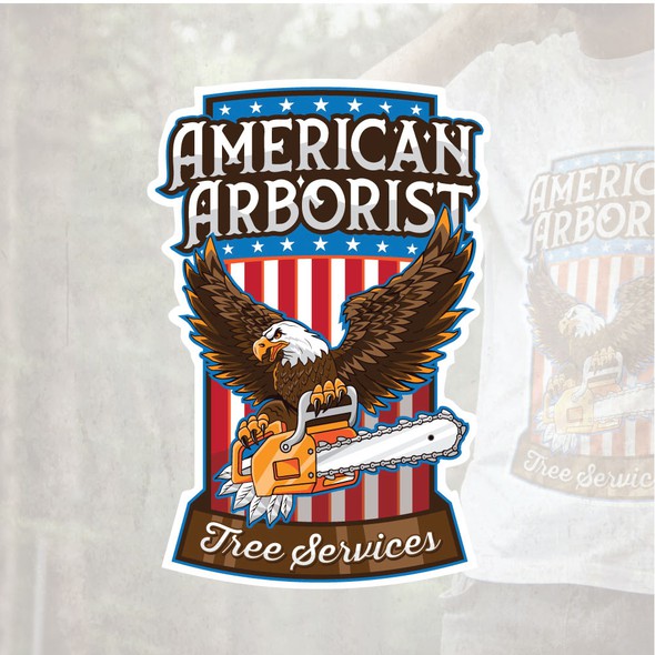 American flag t-shirt with the title 'American Arborist'