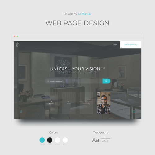 Black and white website with the title 'A web page design for retail bookings platform'