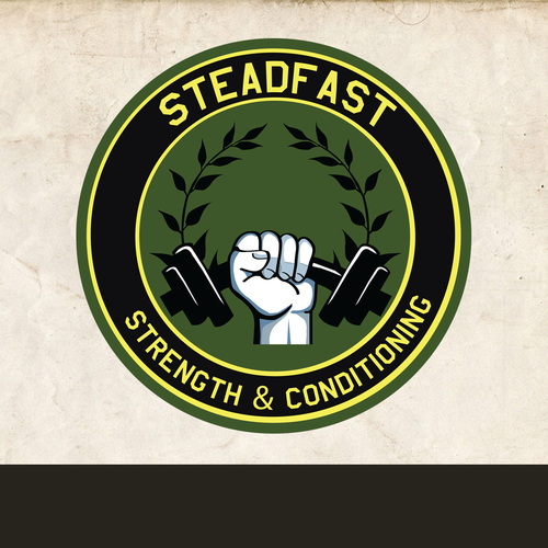 Muscle logo with the title 'Steadfast army logo'