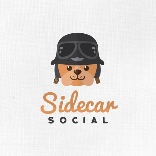 Motorcycle logo with the title 'Old school motorbike style dog'