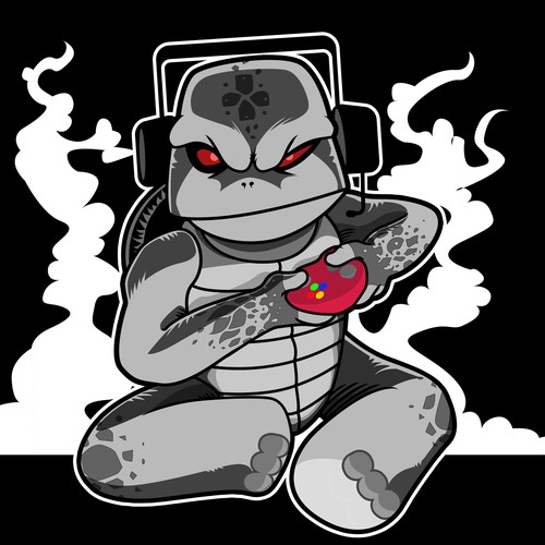 Turtle illustration with the title 'Gamer Turtle'