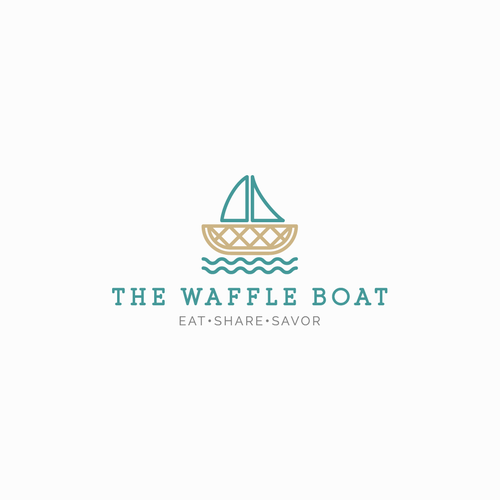 Pastel logo with the title 'The Waffle Boat'