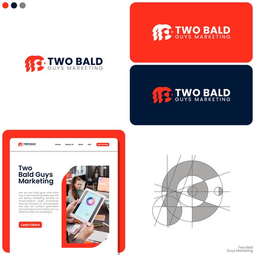 Two design with the title 'Two Bald Guys Marketing Logo Design'
