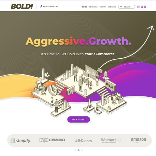 Retail website with the title 'Home page redesign for a marketing agency.'
