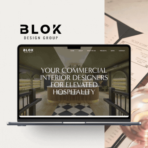 Design with the title 'Blok Design Group Website'
