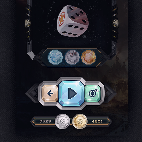 UI design with the title 'Diceon Game App Design'