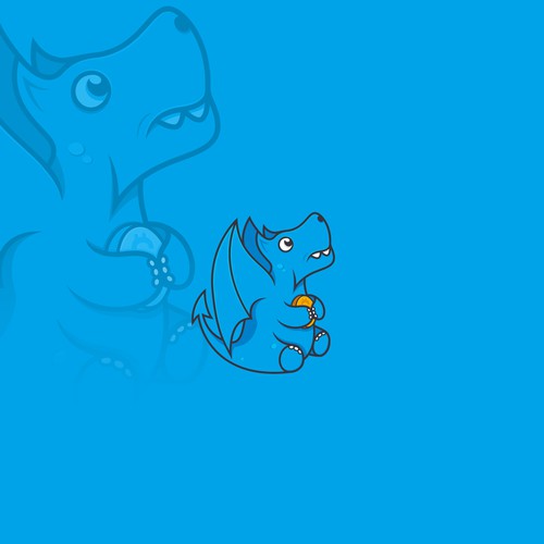 Coin design with the title 'cute little dragon with gold coin'