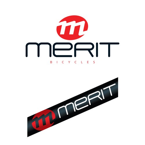 Mountain biking logo with the title 'Logo design for Merit bicycle company'