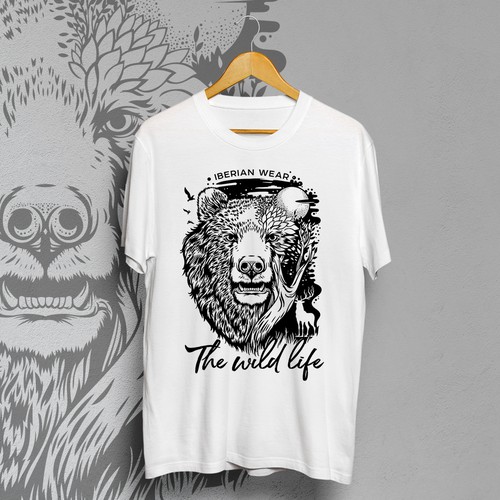 Hand-drawn t-shirt with the title 'The wild life'